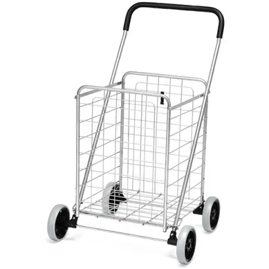 Chariot De Courses Pliable - Chariot Marché Avec 4 Roues Poignée Confortable 43x52x89/95 Cm Argent Chariot De Courses Pliable - Chariot Marché Avec 4 Roues Poignée Confortable 43x52x89/95 Cm Argent