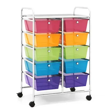Chariot De Rangement, Desserte à Roulettes 10 Tiroirs Amovibles 65,5x37x87 Cm Multicolore Chariot De Rangement, Desserte à Roulettes 10 Tiroirs Amovibles 65,5x37x87 Cm Multicolore