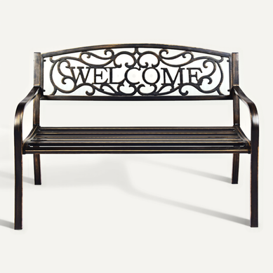 Banc De Jardin, Banc D'extérieur, Banquette Style Ancien 127x63,5x89 Cm Cuivré Cadre Métallique