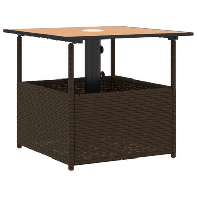 Table De Jardin - Table D'extérieur Avec Trou De Parasol Marron Résine Tressée Table De Jardin - Table D'extérieur Avec Trou De Parasol Marron Résine Tressée