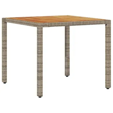 Table De Jardin - Table D'extérieur Et Dessus En Bois D'acacia Gris Résine Tressée Table De Jardin - Table D'extérieur Et Dessus En Bois D'acacia Gris Résine Tressée