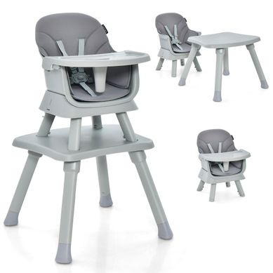 Chaise Haute Bébé Evolutive Avec Plateau Blocs De Construction Amovible Harnais à 5 Points Gris