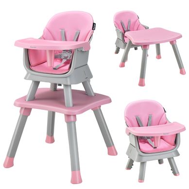 Chaise Haute Bébé Evolutive Avec Plateau Blocs De Construction Amovible Harnais à 5 Points Rose