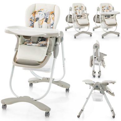 Chaise Haute Pliante Pour Bébés Multifonctionnelle Avec Roulettes Hauteur Réglable Repose-pieds