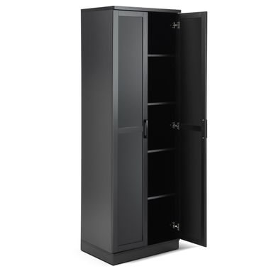 Armoire De Rangement, Meuble De Rangement 2 Portes Et 4 Étagères 59 X 43,5 X 178cm Noir