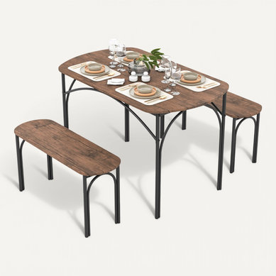 Ensemble De Table à Manger 3 Pièces Pour 4 Personnes Table Rectangulaire En Bois De 120 Cm Et 2 Banc Ensemble De Table à Manger 3 Pièces Pour 4 Personnes Table Rectangulaire En Bois De 120 Cm Et 2 Banc