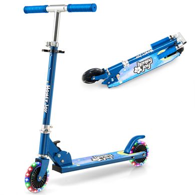 Trottinette Enfant Pliable, Tapis De Saut 2 Roues Clignotantes Automatiques Hauteur Réglable Bleu Trottinette Enfant Pliable, Tapis De Saut 2 Roues Clignotantes Automatiques Hauteur Réglable Bleu