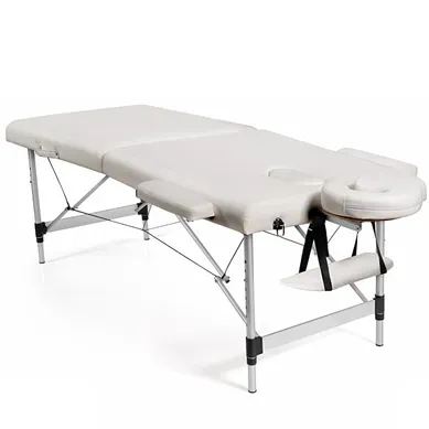 Table De Massage Portative Pliante De 184 Cm Lit De Spa De Salon En Aluminium Réglable Blanc