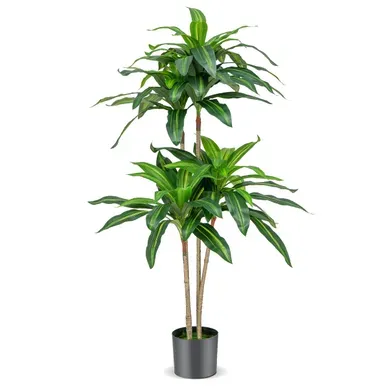 Arbre Artificiel De 140 Cm De Haut Fausse Plante Dracaena Avec 92 Feuilles Pot En Ciment