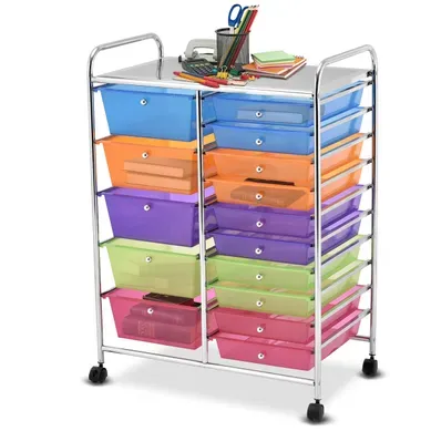 Desserte De Cuisine Chariot De Rangement Roulant 15 Tiroirs Amovibles 63x37x87cm Multicolore Desserte De Cuisine Chariot De Rangement Roulant 15 Tiroirs Amovibles 63x37x87cm Multicolore