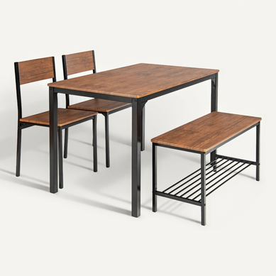 Ensemble Table Et 2 Chaise 1 Banc 4 Personnes Style Industriel Structure En Métal Ensemble Table Et 2 Chaise 1 Banc 4 Personnes Style Industriel Structure En Métal