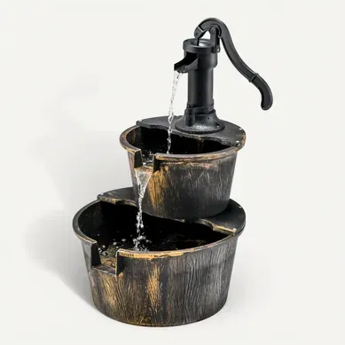 Fontaine De Jardin Décorative D’ Extérieure à 2 Étages En Pp Avec Pompe Puissante Fontaine De Jardin Décorative D’ Extérieure à 2 Étages En Pp Avec Pompe Puissante
