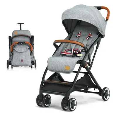 Poussette Bébé Pliable à Une Main Avec Cadre En Aluminium Dossier Et Repose-pieds Réglables Gris Poussette Bébé Pliable à Une Main Avec Cadre En Aluminium Dossier Et Repose-pieds Réglables Gris