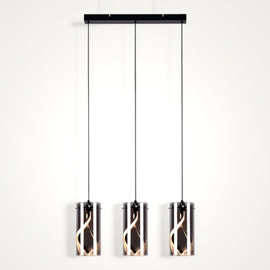 Suspension LED Vintage 3 Lumières - Verre Gris Fumé 23w 3000k, Rétro, Réglable Suspension LED Vintage 3 Lumières - Verre Gris Fumé 23w 3000k, Rétro, Réglable