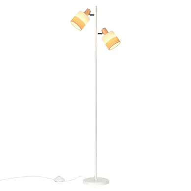 Lampadaire Vintage 2 Ampoules E14, Abat-jour Tissu, Rotatif, Interrupteur à Pied (sans Ampoules) Lampadaire Vintage 2 Ampoules E14, Abat-jour Tissu, Rotatif, Interrupteur à Pied (sans Ampoules)
