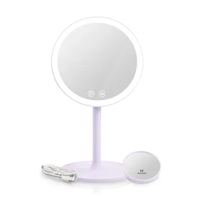 Miroir Maquillage LED Dimmable Tactile Grossissement 1x 3x Lumière Réglable Rechargeable Violet Miroir Maquillage LED Dimmable Tactile Grossissement 1x 3x Lumière Réglable Rechargeable Violet