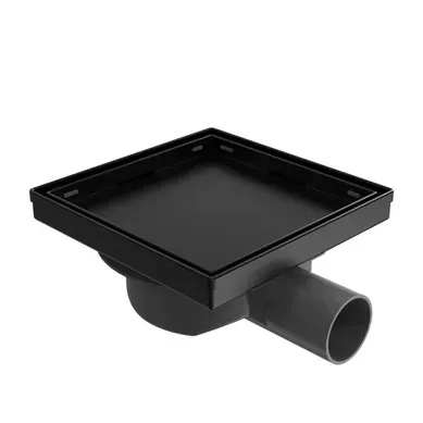 Siphon De Douche Carré Encastré Acier Inoxydable Sus304 Noir Mat 15x15 Cm