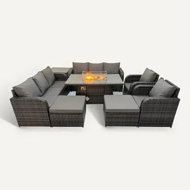 Ensemble Repas De Jardin Exterieur Table De Foyer à Gaz Chaise Inclinable Canapé 3 Places 10 Places Ensemble Repas De Jardin Exterieur Table De Foyer à Gaz Chaise Inclinable Canapé 3 Places 10 Places