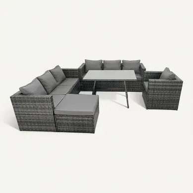 8 Places Salon De Jardin Extérieur En Résine Avec Table,fauteuil Gris Foncé Mixte 8 Places Salon De Jardin Extérieur En Résine Avec Table,fauteuil Gris Foncé Mixte