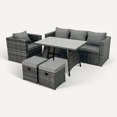 6 Places Salon De Jardin Extérieur En Résine Avec Table à Manger Fauteuil 2 Petits Tabourets 6 Places Salon De Jardin Extérieur En Résine Avec Table à Manger Fauteuil 2 Petits Tabourets