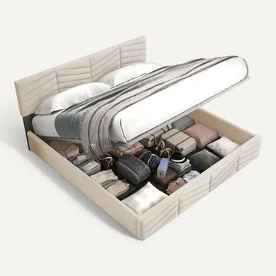 Lit Coffre Adulte Lit 140x190, Avec Fond, Tête De Lit Réglable En Hauteur, Velours, Beige Lit Coffre Adulte Lit 140x190, Avec Fond, Tête De Lit Réglable En Hauteur, Velours, Beige