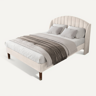 Lit Adulte Lit Double 140x190 Cm, Tête De Lit Tapissée Avec Sommier à Lattes, Velours, Beige Lit Adulte Lit Double 140x190 Cm, Tête De Lit Tapissée Avec Sommier à Lattes, Velours, Beige