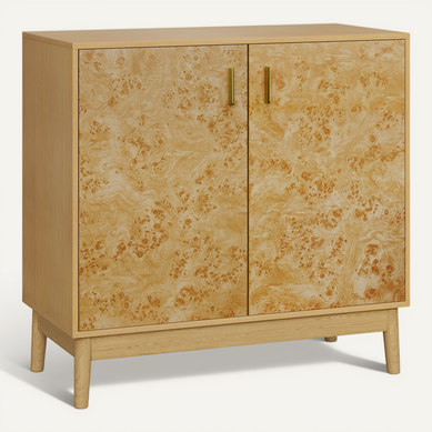 Buffet, 2 Portes, Style Campagnard, Jaune, 80x38x77.5 Cm