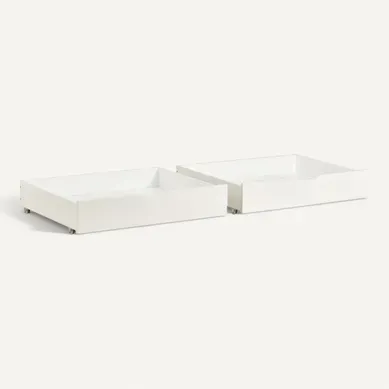 Lot De 2 Tiroirs 93x67x20cm à Roulettes, Espace De Rangement Sous Le Lit, Mdf + , Blanc
