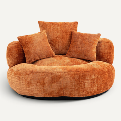 Fauteuil fixe Poire à Dossier Haut rond 108 X 52 Cm, 3 Coussins, Orange Fauteuil fixe Poire à Dossier Haut rond 108 X 52 Cm, 3 Coussins, Orange