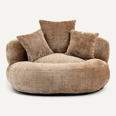 Fauteuil Poire à Dossier Haut 108 X 108 X 52 Cm, 3 Coussins, Couleur café Fauteuil Poire à Dossier Haut 108 X 108 X 52 Cm, 3 Coussins, Couleur café