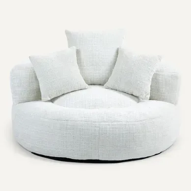 Fauteuil Poire à Dossier Haut 108 X 108 X 52 Cm, Canapé Inclinable, 3 Coussins, Beige Fauteuil Poire à Dossier Haut 108 X 108 X 52 Cm, Canapé Inclinable, 3 Coussins, Beige