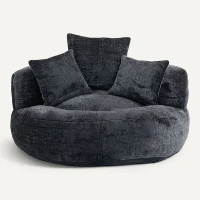 Fauteuil Poire à Dossier Haut 108 X 108 X 52 Cm, 3 Coussins, noir Fauteuil Poire à Dossier Haut 108 X 108 X 52 Cm, 3 Coussins, noir