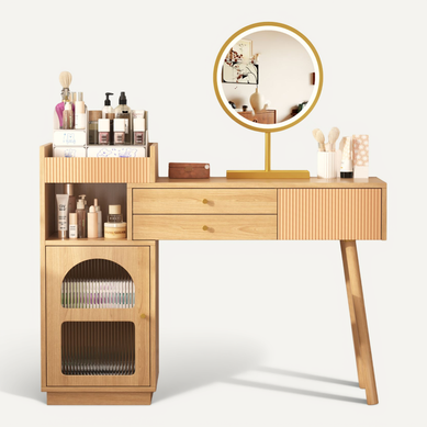 Coiffeuse,table De Maquillage Avec Miroir LED,bois(sans Tabouret)