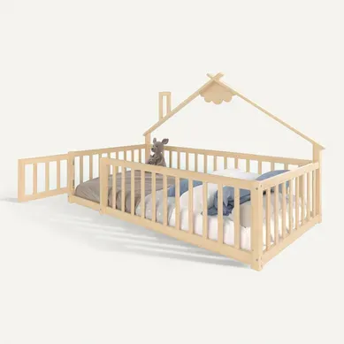 Lit Cabane Enfant 90x190 Cm Avec Sommier Et Porte à Verrou, En Pin Naturel Lit Cabane Enfant 90x190 Cm Avec Sommier Et Porte à Verrou, En Pin Naturel