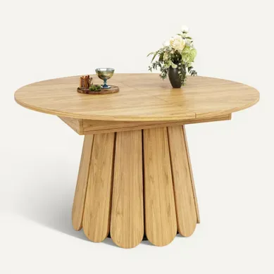 Table à Manger Ronde Extensible, Table Pour 6 Personnes, Couleur Bois