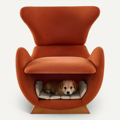 Chaise Rouge Brique Avec Niche Intégrée Pour Chat Et Chien, Tissu Anti-griffes, Cadre En Bois Chaise Rouge Brique Avec Niche Intégrée Pour Chat Et Chien, Tissu Anti-griffes, Cadre En Bois