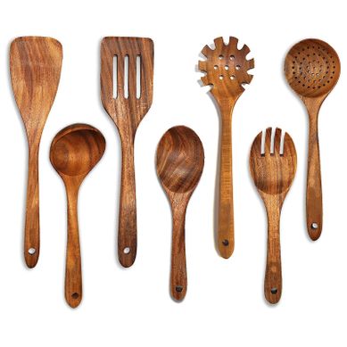 Set Ustensiles De Cuisine En Bois 7 Pièces – Spatules Et Cuillères Pour Poêles Antiadhésives Set Ustensiles De Cuisine En Bois 7 Pièces – Spatules Et Cuillères Pour Poêles Antiadhésives