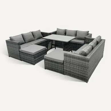 11 Places Ensembles De Salons De Jardin Avec Table à Manger 2 Grand Tabourets Gris Foncé Mixte 11 Places Ensembles De Salons De Jardin Avec Table à Manger 2 Grand Tabourets Gris Foncé Mixte
