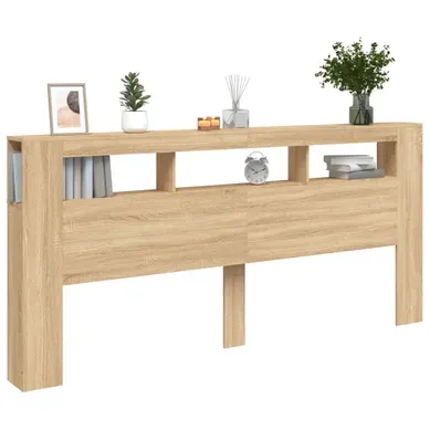 Tête De Lit Armoire De Tête De Lit - à LED Chêne Sonoma 220x18,5x103,5cm Bois Ingénierie Tête De Lit Armoire De Tête De Lit - à LED Chêne Sonoma 220x18,5x103,5cm Bois Ingénierie