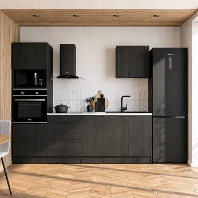 Ensemble Cuisine ANNA - Noir - Colonne L.240 cm Ensemble Cuisine ANNA - Noir - Colonne L.240 cm