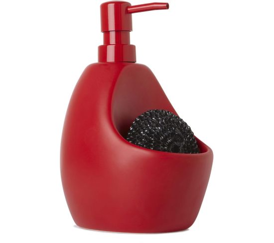 Distributeur A Savon Et Porte Eponge 2 En 1 Rouge Accessoire Pour Evier Et Robinet But