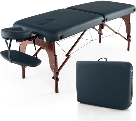 Table De Massage Pliante En Cuir Pu De 185cm, Lit De Massage Professionnelle Réglable à 9 Niveaux
