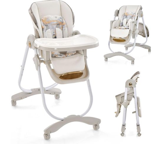 Chaise Haute Bébé Pliable, Chaise D’alimentation Portable Pour Tout-petits , 6-36 Mois (gris)