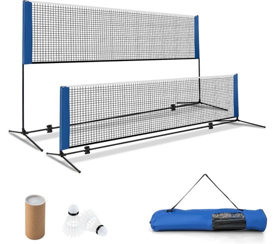 Filet De Badminton Portable 3,1/4,2m Avec Raquettes, Set De Badminton à Hauteurs Réglable