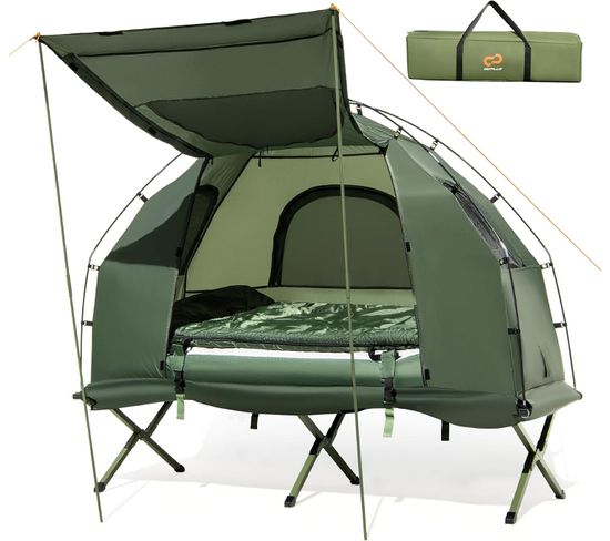 Tente De Camping Surélevée Avec Lit Pour 1 Personne, Lit De Camping Imperméable Pliant 5 En 1