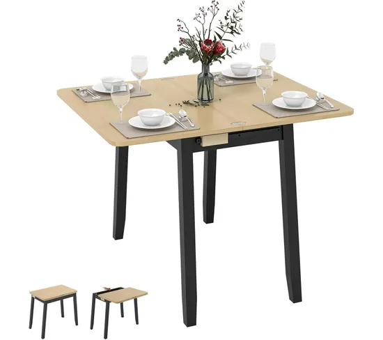 Table Pliante Cuisine, Table Extensible Pour 4 Personnes, Gain De Place, 50-100 Cm(naturel)