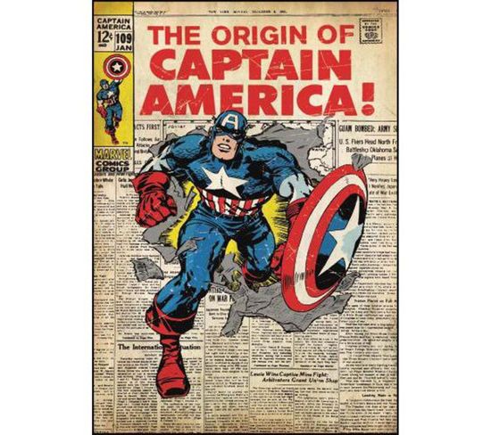 Stickers Repositionnables Géants Captain America, Marvel Comic Book - Captain America Marvel Comics