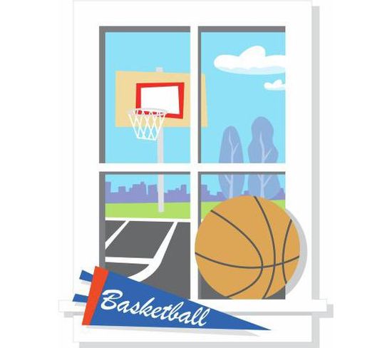 Stickers Repositionnables Terrain De Basketball 102x69 - Basketball