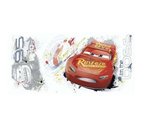 Sticker Géant Repositionnable Cars Avec Flash Mcqueen De Disney 92,7cm X 43,8cm