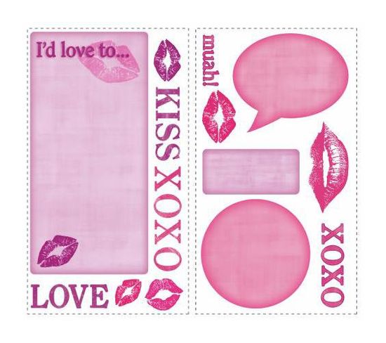 Stickers Repositionnables Motifs Bisous Et Cœurs Personnalisables - Kiss Et Love